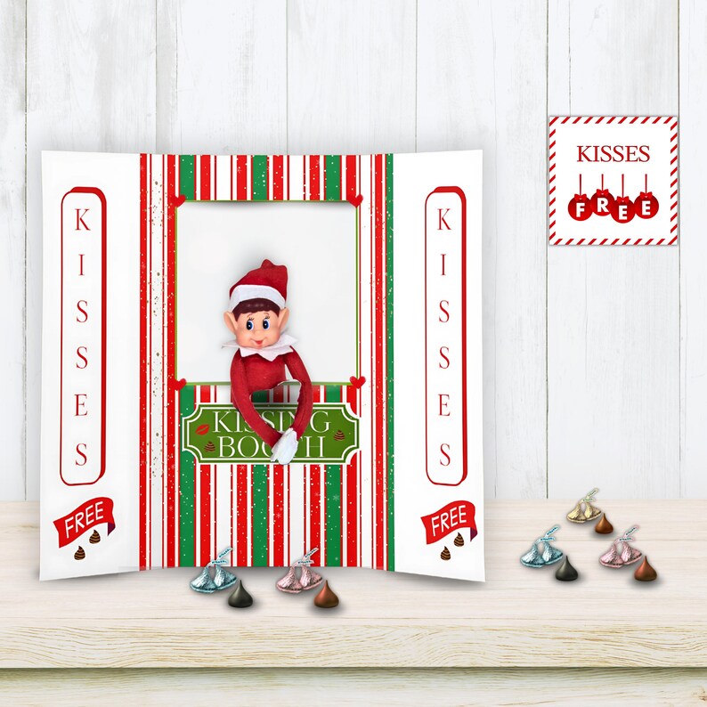 Elf Kissing Booth Printable Prop With Matching Card Fun Christmas Elf ...