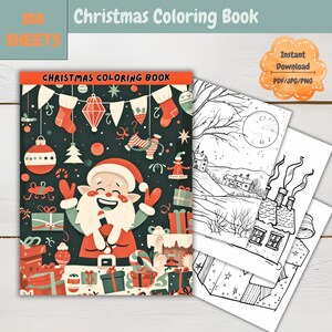 Christmas Coloring Book  - Printable Holiday Fun in Pdf, JPG, PNG Festive Crafts for Kids and Adults Relaxing Christmas Instant Download
