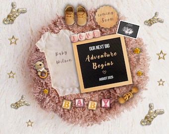 Editable Baby Ultrasound Pregnancy Announcement Template (Digital Download)