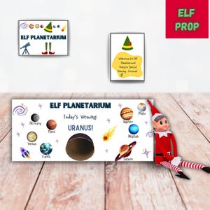 Planetario degli elfi e biglietti di benvenuto stampabili per gli elfi, oggetti di scena creativi per gli elfi, idee divertenti per gli elfi, attività natalizie, download immediato