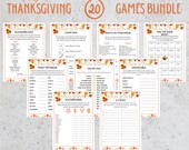 Printable Thanksgiving Games Bundle: 20 Family Party Games (Editable Template)