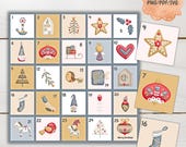 Advent Calendar Printable Cards Nordic Style - Pdf, PNG, SVG  DIY Christmas Countdown Instant Digital Download