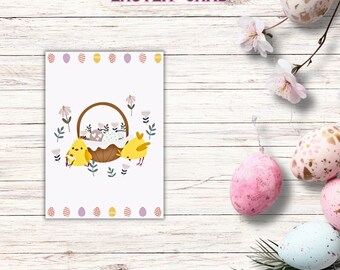 Easter Printable Illustrated Cards Happy Easter Celebration Holiday Greetings Easter Chicks Design Instant Download