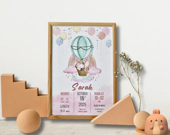 Unicorn Baby Birth Print: Editable Nursery Wall Art (Digital Download)