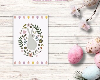 Easter Bunny Card: Illustrated Holiday Greetings (Digital Download)