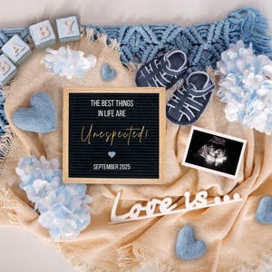Modèle modifiable d'annonce de grossesse, photo échographique de bébé, carte numérique de révélation de bébé pour les médias sociaux et impression téléchargement immédiat