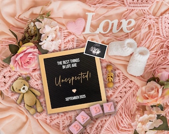Editable Pregnancy Announcement Template: Baby Girl Ultrasound (Digital Download)