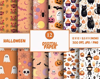 Halloween Digital Paper Pack: Spooky Scrapbook Backgrounds (Instant Download)