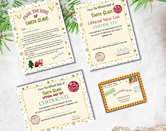 Kit personalizado de Carta de Papá Noel: Certificado de Lista de Buenos (A4 imprimible)