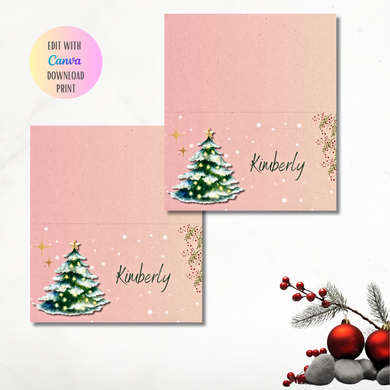 Printable Christmas Place Cards Festive Table Decor for Christmas Party ...