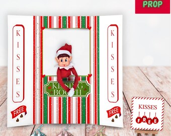 Elf Kissing Booth Printable Prop with Matching  Card  Fun Christmas Elf Idea  DIY Holiday Decor
