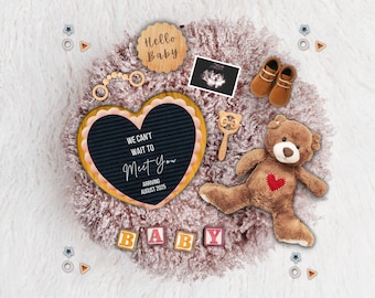 Editable Pregnancy Announcement Template: Ultrasound Photo, Baby Reveal (Digital Card)