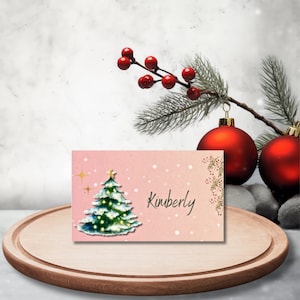 Druckbare Weihnachtstischkarten Festliche Tischdekoration für Weihnachtsfeier Special Für Gäste Bearbeitbare Weihnachtsbaumvorlage