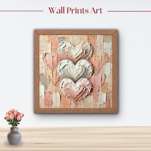 Romantic Textured Oil Heart Wall Art - Printable Valentine&#39;s Day  Abstract Love Painting for Home Décor  6 Sizes Digital Download