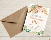 Printable Invitation Birthday Party Template Floral Design Editable Files Girl Party Instant Download