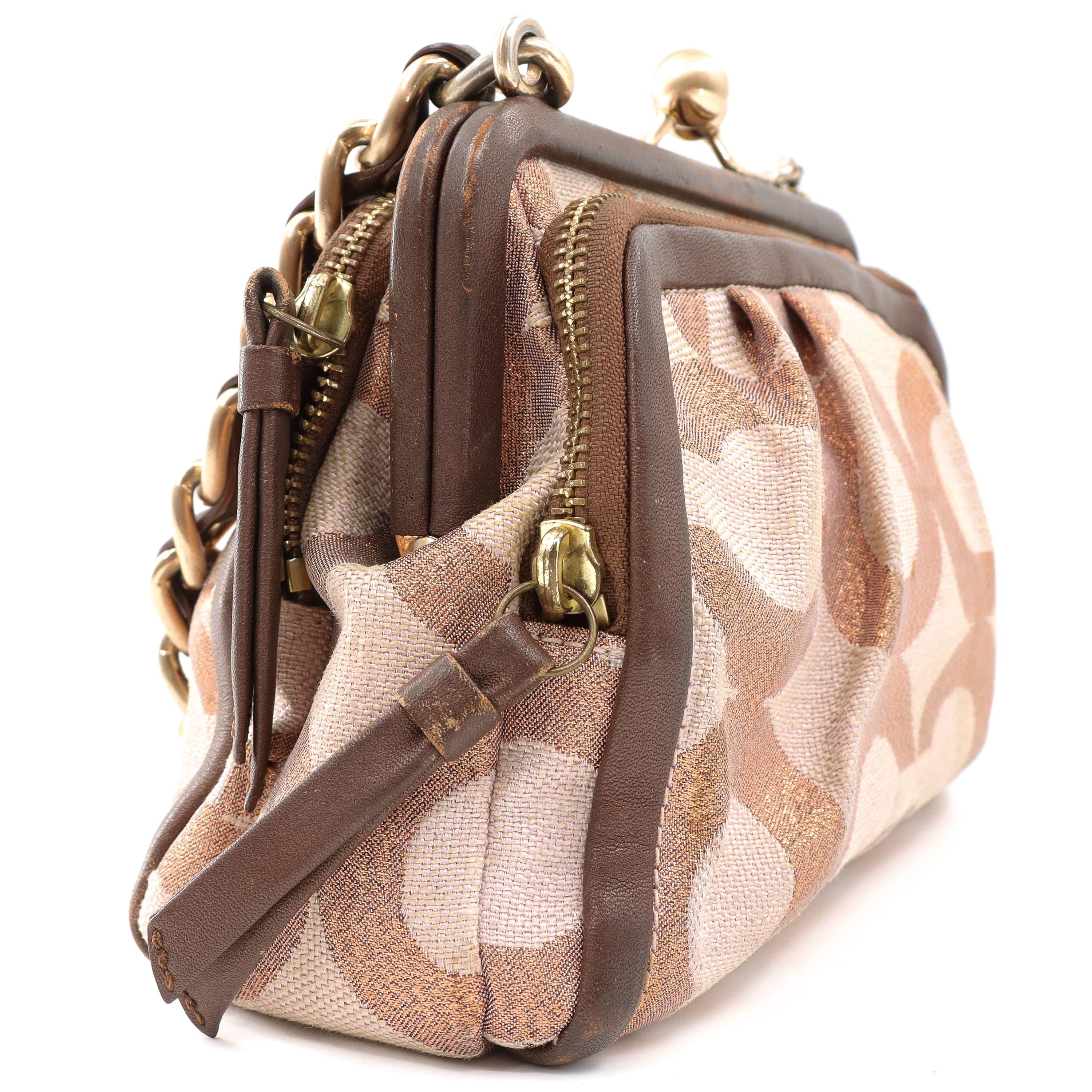 Coach Vintage Parker Op Art Frame Kisslock Triple Compartment