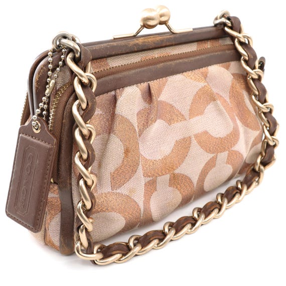 Coach Vintage Parker Op Art Frame Kisslock Triple Compartment