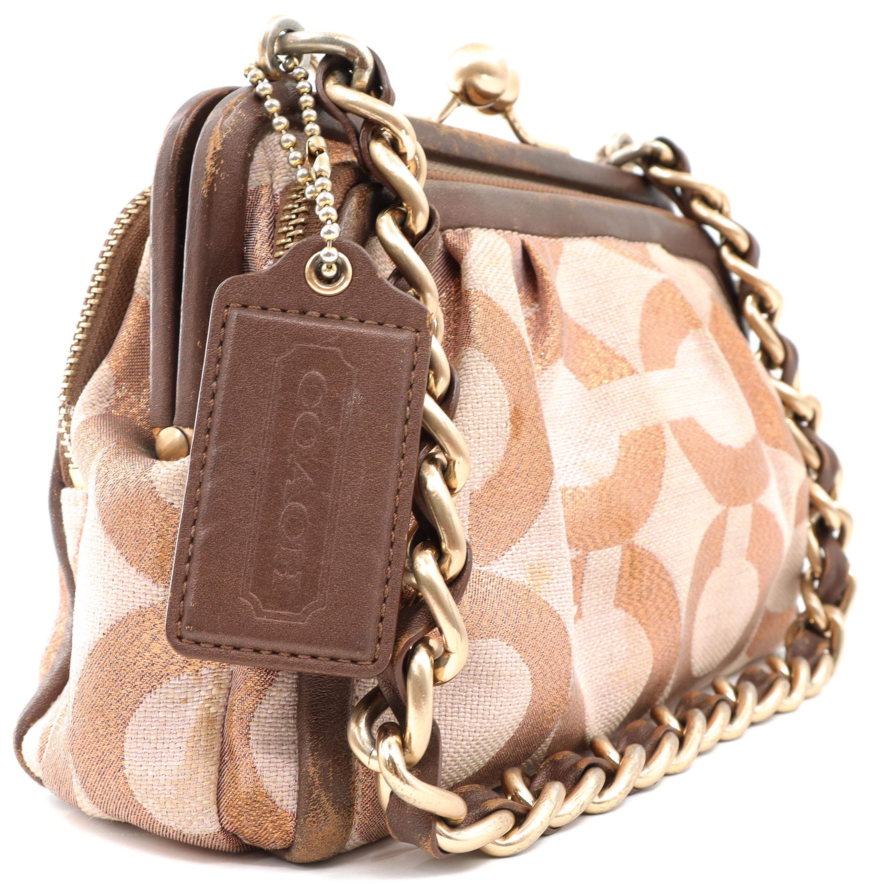 Coach Vintage Parker Op Art Frame Kisslock Triple Compartment