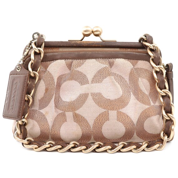 Coach Vintage Parker Op Art Frame Kisslock Triple Compartment