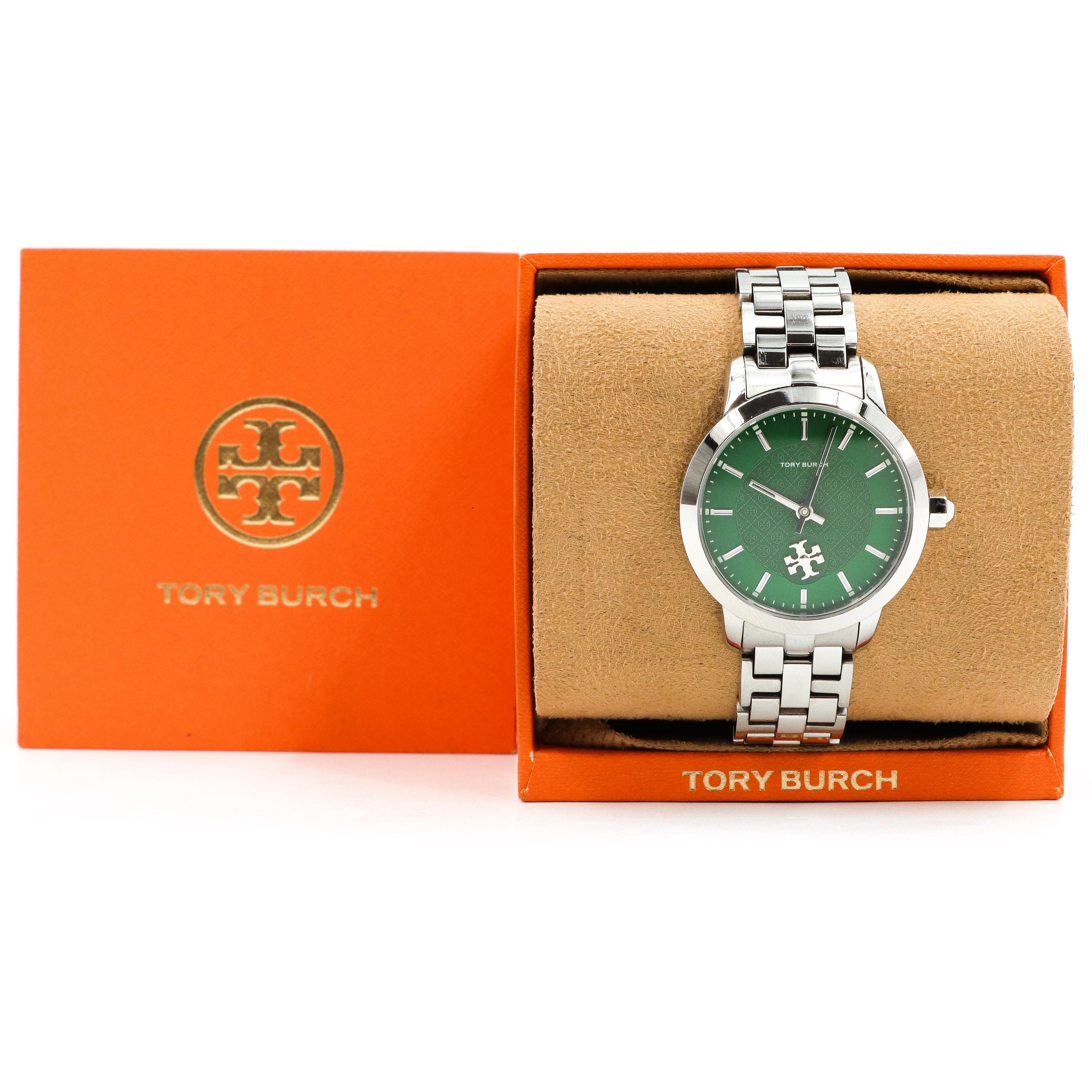 Tory Burch Silver Tone Stainless Steel Watch Green Tbw1054  display picture 3