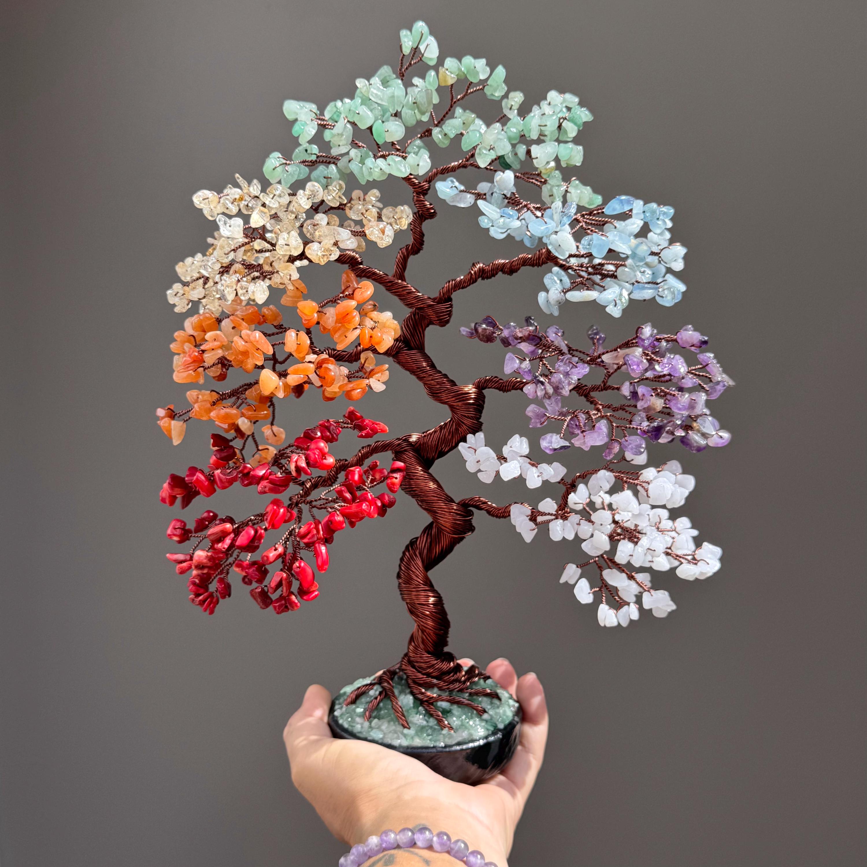 Chakra Crystal Tree: Copper Wire Bonsai, Aventurine Gemstone