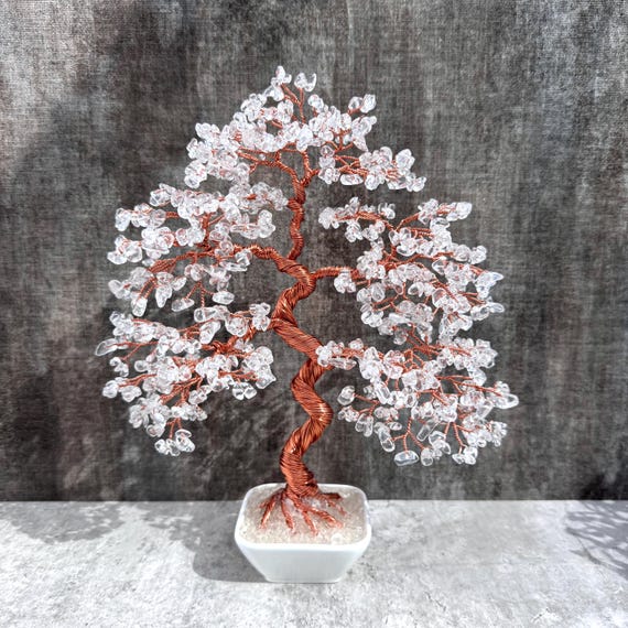 thumbnail image 2 of Chakra Crystal Tree – Gemstone Bonsai Tree With 300 Stones – Handmade Home Decor From India 2 of 5