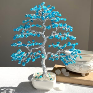 Turquoise Bonsai Tree, Wire Sculpture, Healing Gemstone Tree