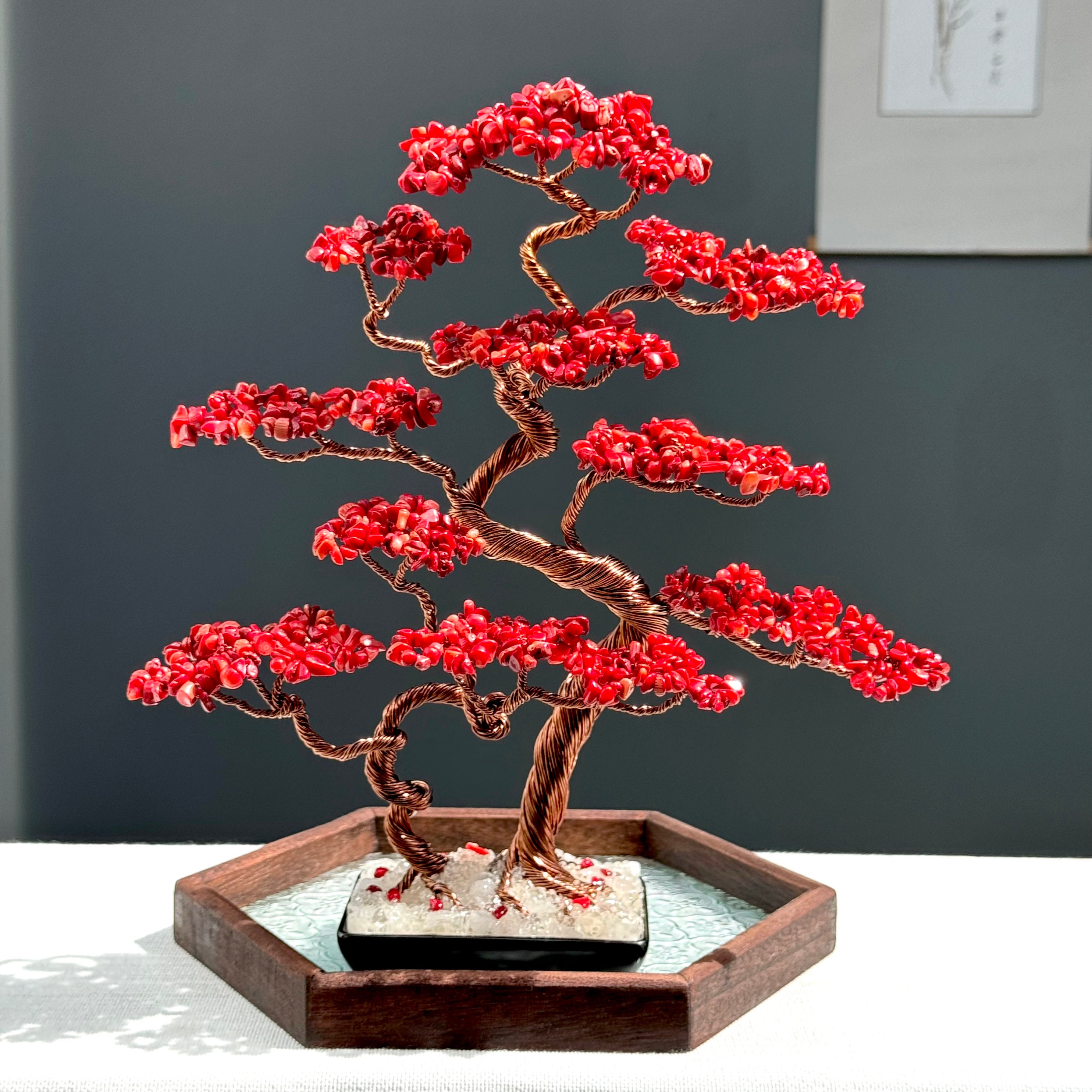 Buy Large Red Coral Crystal Tree of Life: Wire Gemstone Sculpture