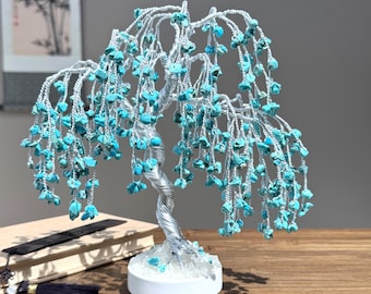 Turquoise Willow Tree of Life, Chakra Healing Gemstone Sculpture