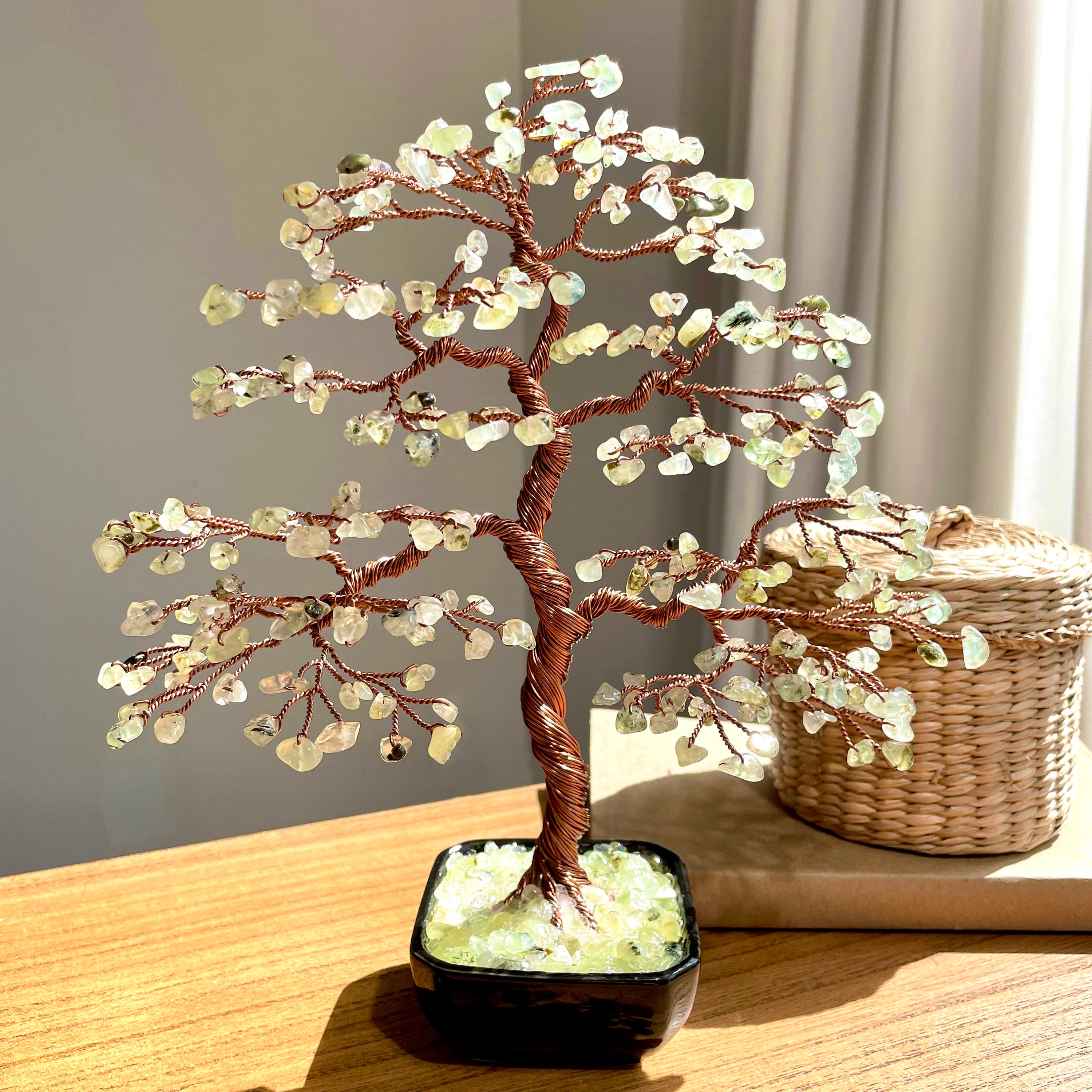 Prehnite Crystal Bonsai Tree: Copper Wire Lucky Gemstone Tree - Etsy