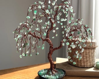 Aventurine Willow Bonsai Tree, Chakra Healing Gemstone Tree, Stone of "new beginnings" Tree, Wire Sculpture Tree, Tree of Life