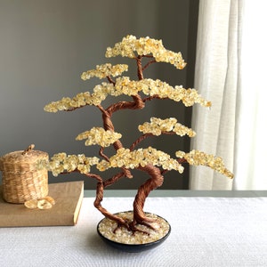 Large Citrine Crystal Tree, Abundance Tree of Life, Natural Stone Tree, Wire Sculpture Tree, Feng Shui Decor