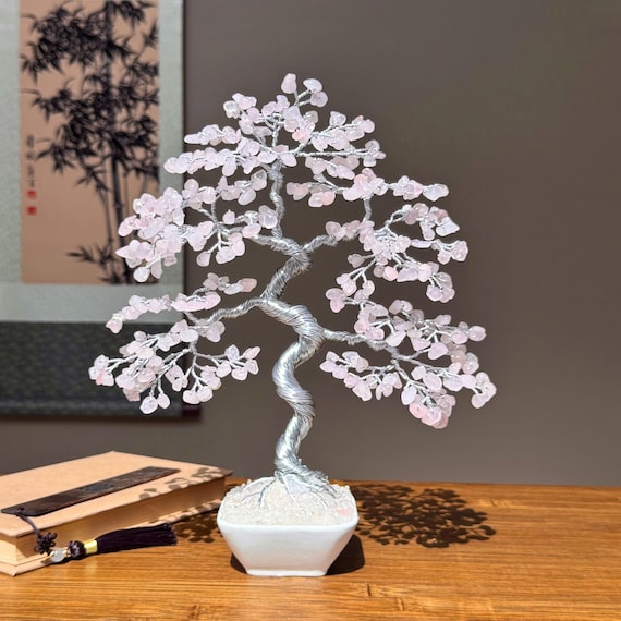 Rose Quartz Bonsai Tree: Wire Sculpture, Feng Shui Decor - Etsy