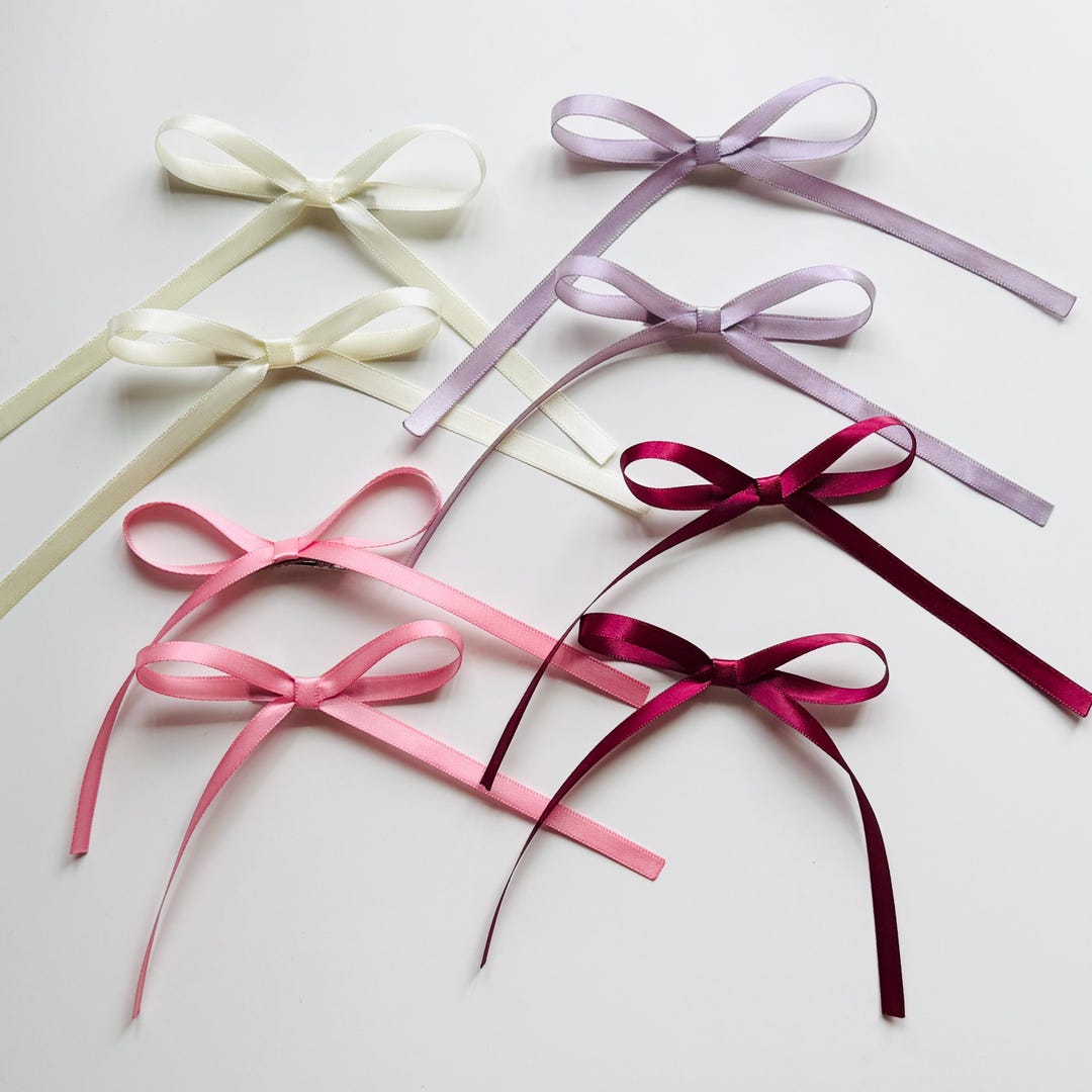 Balletcore Bow Set, Coquette Bow Set, Dainty Bow, Pigtail Bow, Satin ...