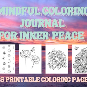 Meditation Coloring Book, Stress Relief, Adult Coloring Book, Mindfulness, Relaxation, Self Care, Calming Activity, Digital Print, Mandala