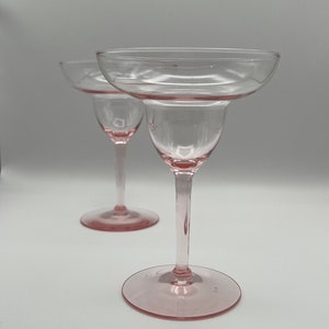 Vintage Blush Pink Margarita Glasses - Pair of Glasses