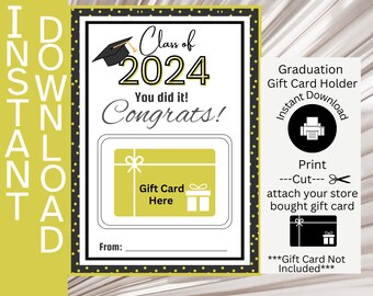 Graduation Gift Card Holder Printable – Congrats Grad Gift Card Holder – Printable Gift Card Holder - Graduation Gift - Last Minute Gift