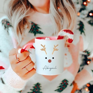 reindeer hot cocoa mug for christmas gift personalized