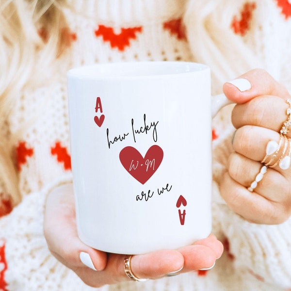 How Lucky Are We Engagement Mug Valentines Day Gift for GF Valentine Day Gift With Your Name 1st Anniversary Gift for Wife Girlfriend Gift