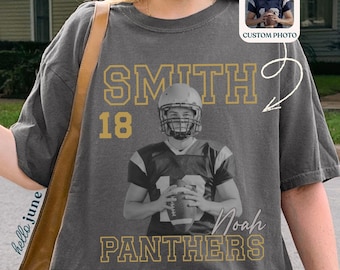 Custom Football Mom Shirt Personalized Photo Football Game Day Tee Customized Jersey Number Player Name Tshirt Football Fan T-Shirt