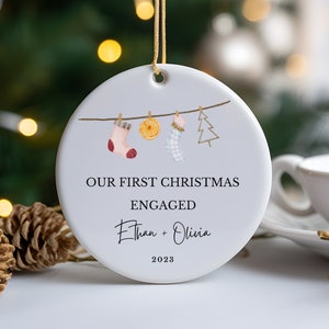 Personalized Our First Christmas Engaged Ornament – Christmas Gift for Engaged Couple