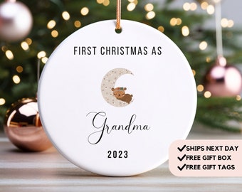 Personalized First Christmas as Grandma Ornament – Mom to Grandma Ornament – New Grandma Gift – Pregnancy Announcement – Promoted to Grandma