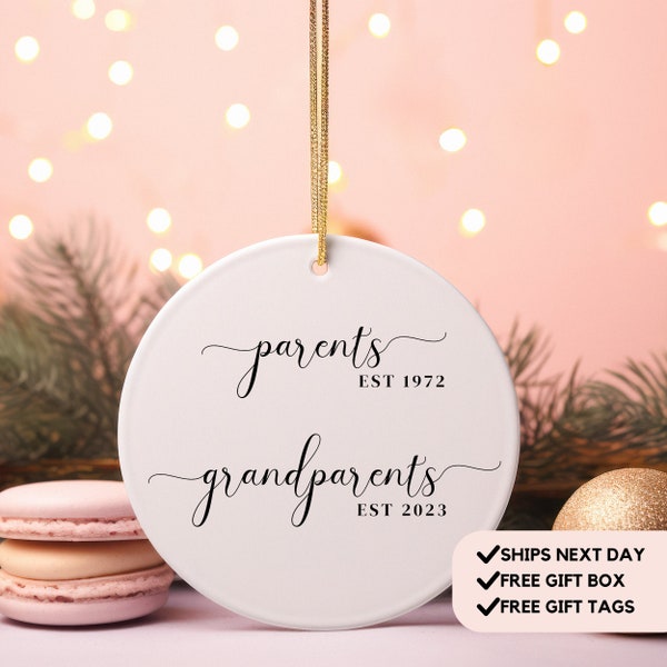 Personalized Grandparents Christmas Ornament, Parents to Grandparents Ornament, New Grandparents Gift, Promoted to Grandparents, New Baby