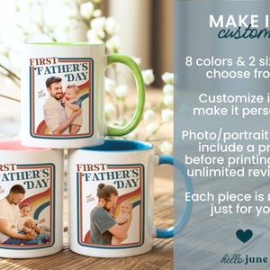 Custom First Fathers Day Photo Mug Retro Dad Gifts Personalized New Dad Gift from Baby Happy Fathers Day Gift Dad Photo Mug for 1st Time Dad image 7