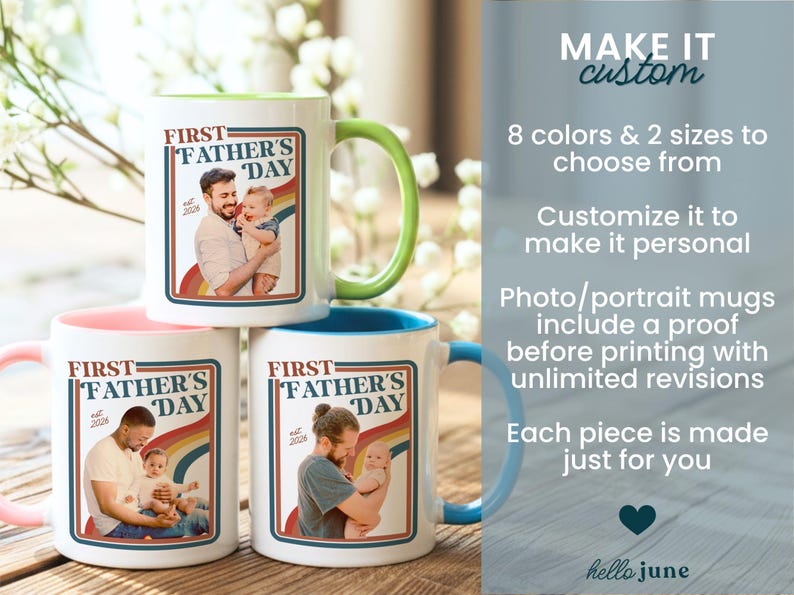Custom First Fathers Day Photo Mug Retro Dad Gifts Personalized New Dad Gift from Baby Happy Fathers Day Gift Dad Photo Mug for 1st Time Dad image 7