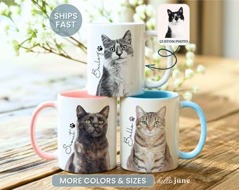 Cat Portrait from Photo Custom Cat Portrait Mug Custom Cat Picture Cat Watercolor Portrait Cust Cat Mug Gift for Cat Dad Cat Mom Cat Lover
