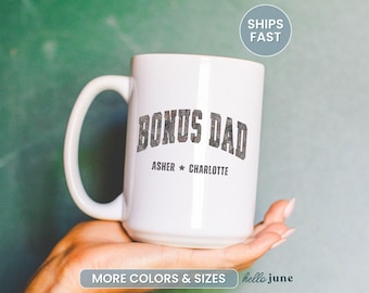 Custom Camo Bonus Dad Mug Personalized Step Dad Gifts from Step Child Stepson Step Daughter Bonus Dad Fathers Day Gift Step Father Gifts