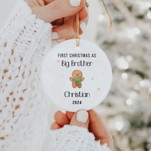 Personalized First Christmas as Big Brother Christmas Ornament – Promoted to Big Brother – Sibling Ornament – Christmas Keepsake