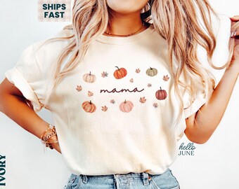 Fall Mama Pumpkin Mama Shirt Thanksgiving Mom Shirt Cozy Fall Tee Mama Shirt for Fall Graphic Tee Women Cute Fall T Shirts Pumpkin Tee Shirt