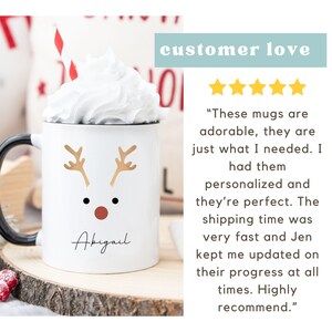 Reindeer Mug | Personalized Christmas Hot Cocoa Mug for Kids | North Pole Hot Chocolate Mug | 11 oz White Ceramic Mug Bild 10